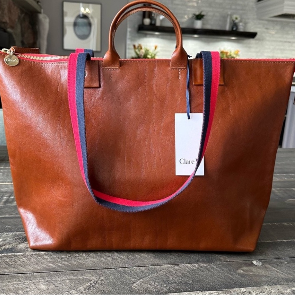 NWT- Clare V Le Zip Sac Bag in Miel Rustic